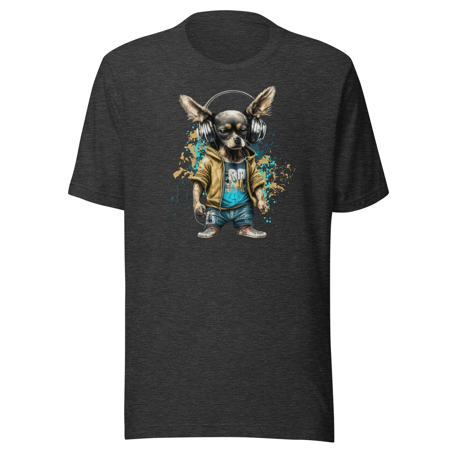 Cool Beats Chihuahua Men's Animal T-Shirt Dark Grey Heather