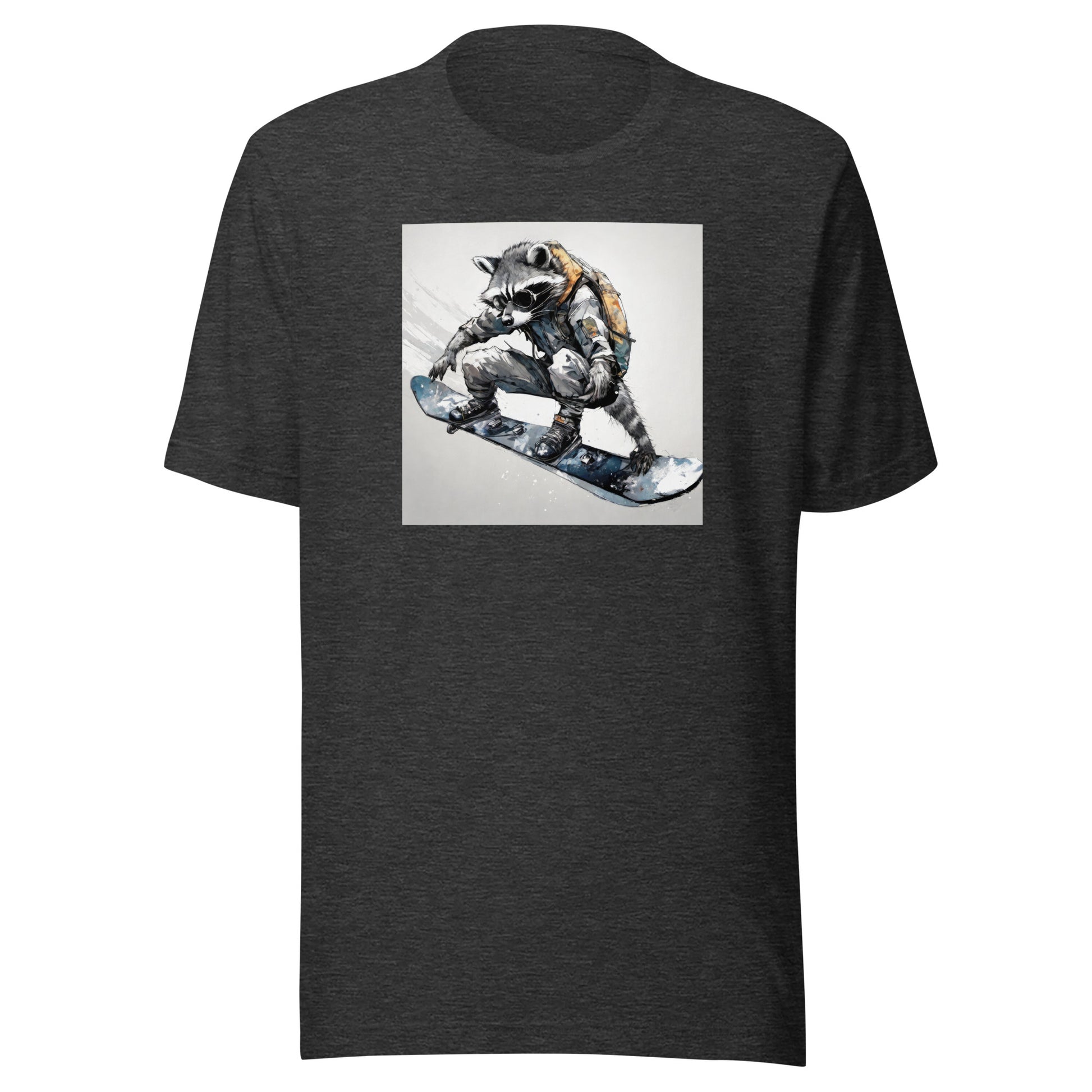 Raccoon Snowboarder Men's T-Shirt Dark Grey Heather