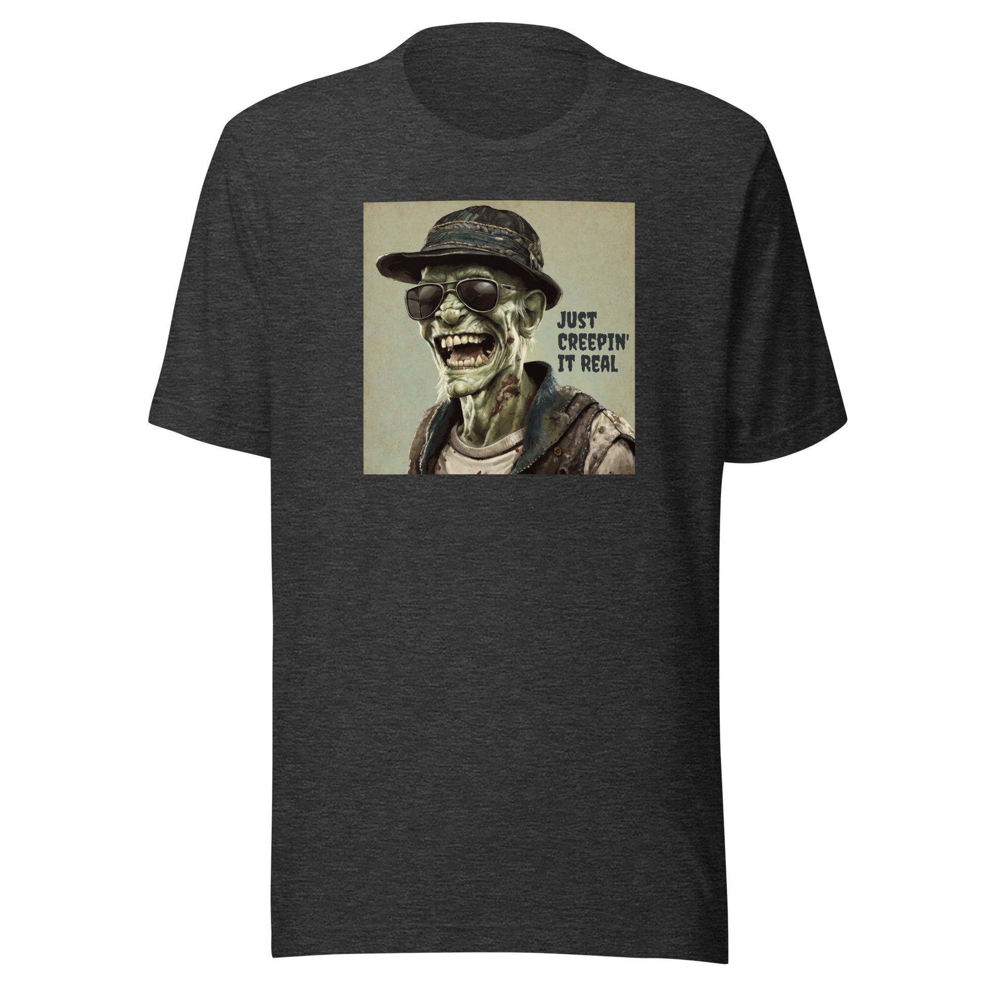 Just Creepin' It Real Men's Zombie T-Shirt for Halloween Dark Grey Heather