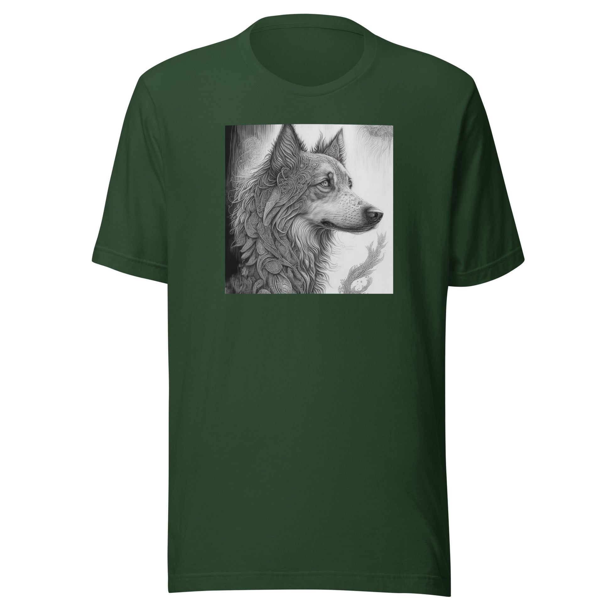 Serene Wolf Men's Graphic Tee Forest