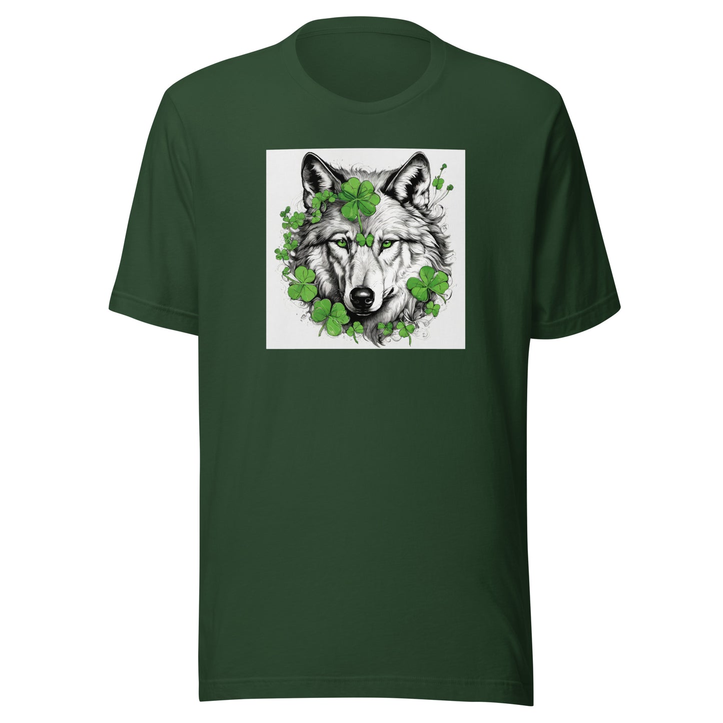 Wolf & Shamrock Lucky St Patrick's Day Men's T-Shirt Forest