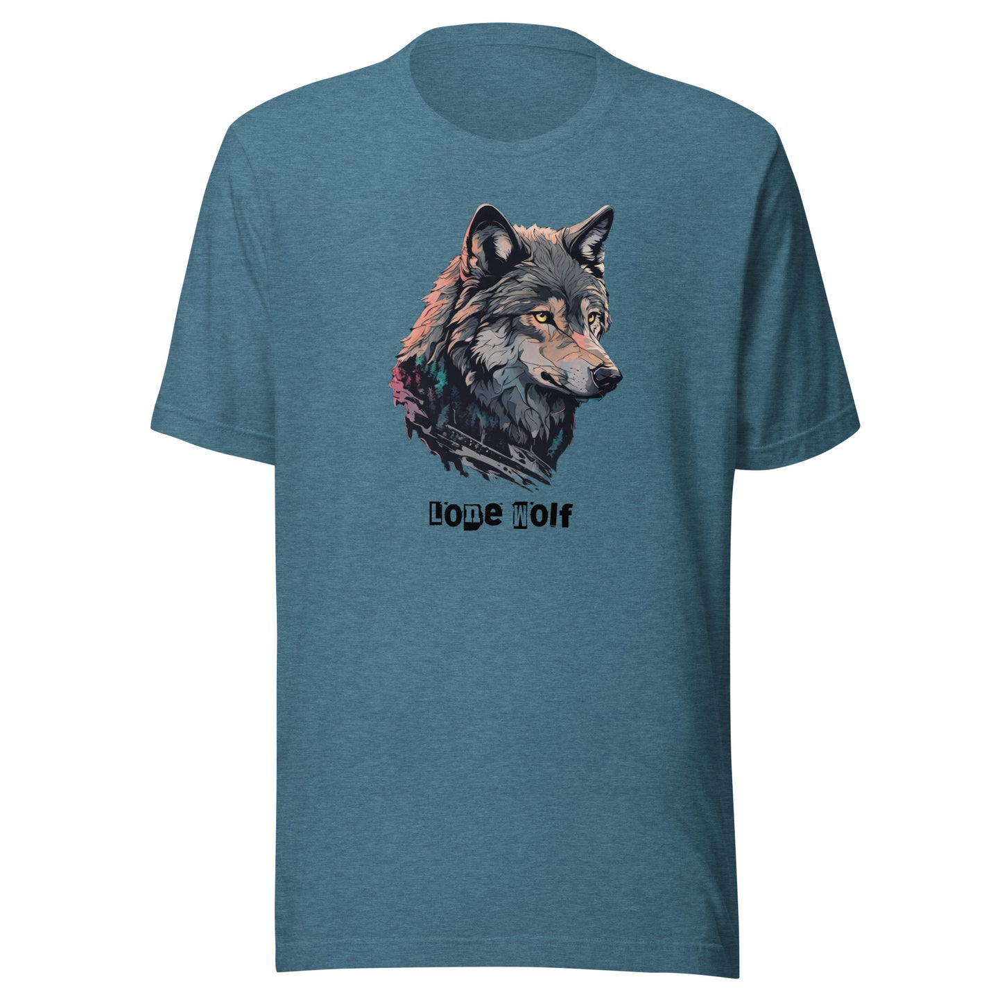 Lone Wolf Men's Funny T-Shirt Heather Deep Teal