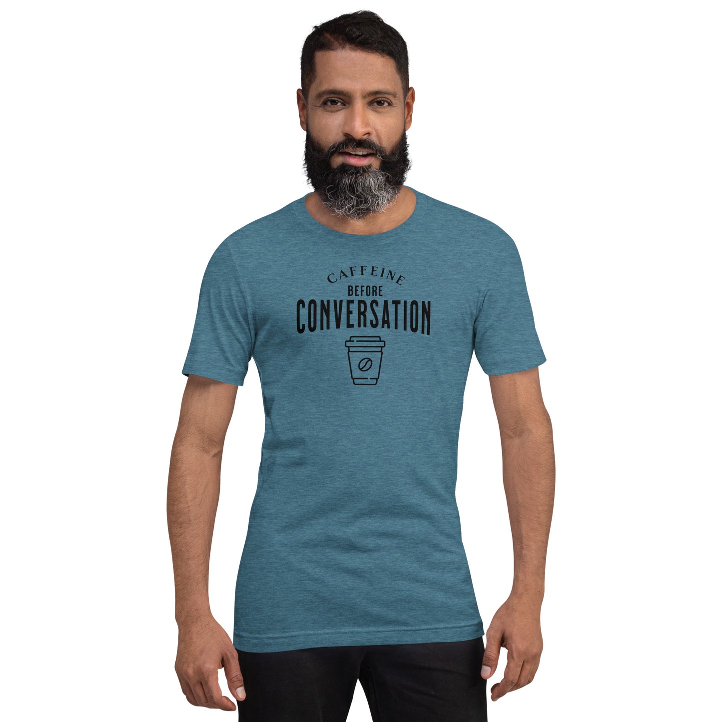 Caffeine Before Conversation Men's Funny T-Shirt