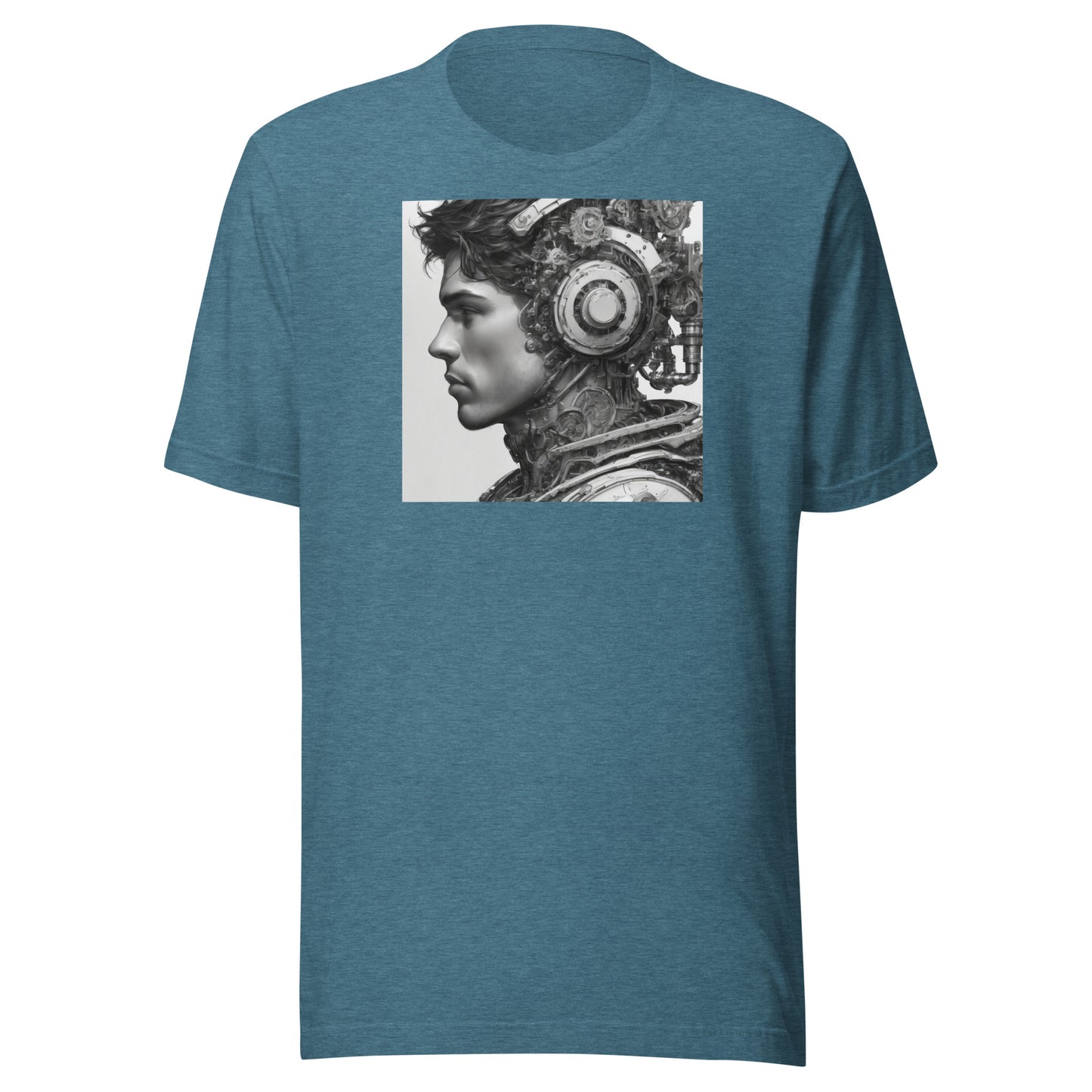 Bio-Mechanical Man Men's Sci-Fi T-Shirt Heather Deep Teal