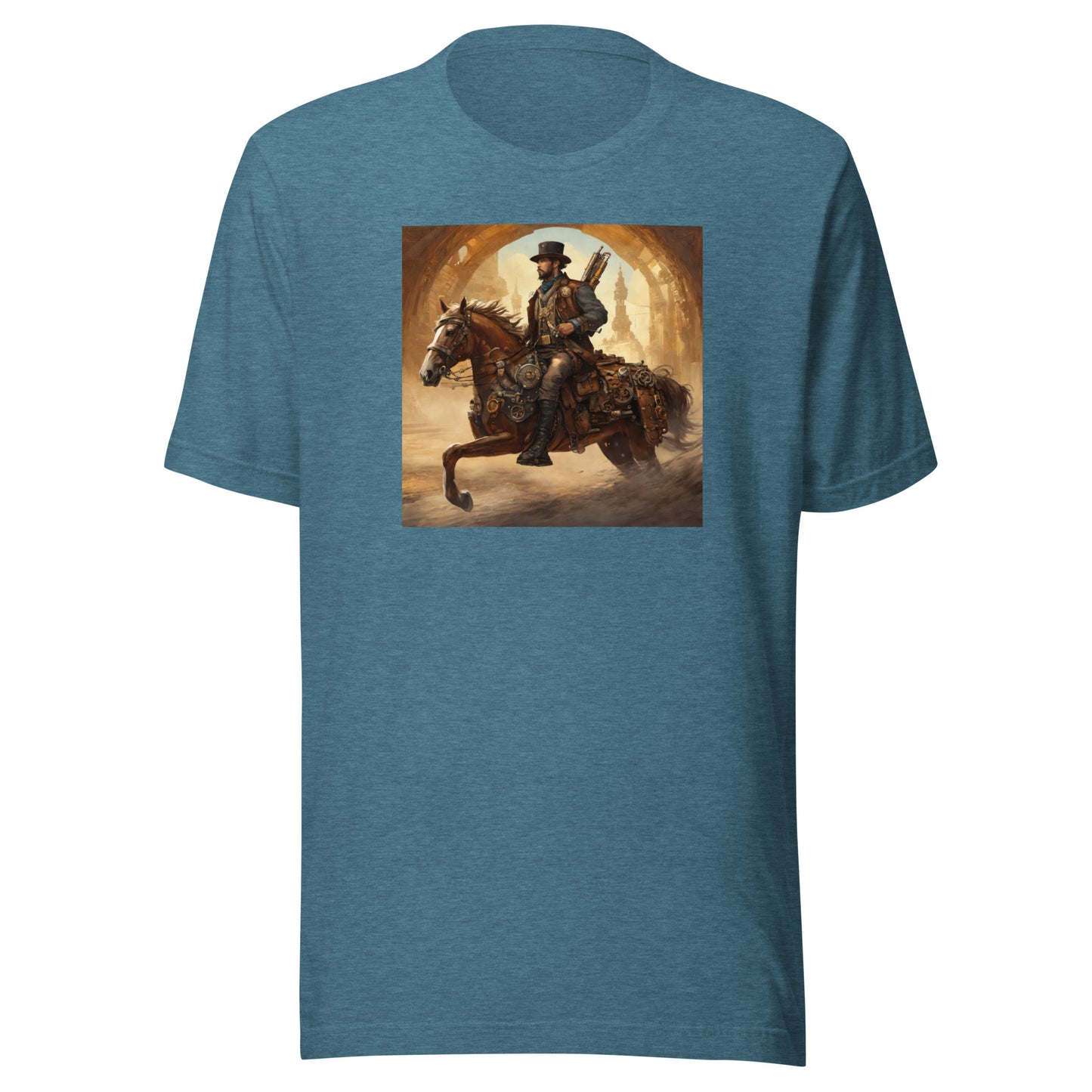 Geared Up Gunslinger Men's Steampunk T-Shirt Heather Deep Teal