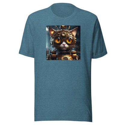 Retro-Futuristic Feline Men's Graphic Tee Heather Deep Teal