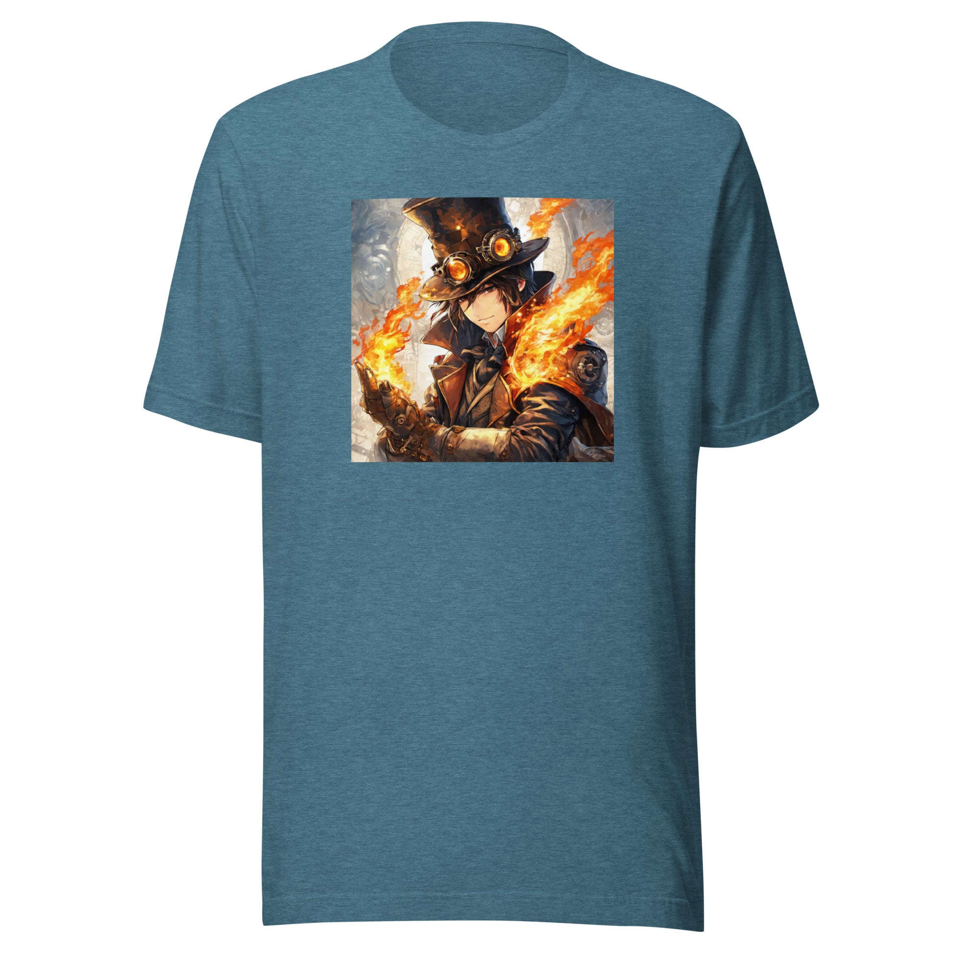 Steampunk Firebender Men's Anime T-Shirt Heather Deep Teal