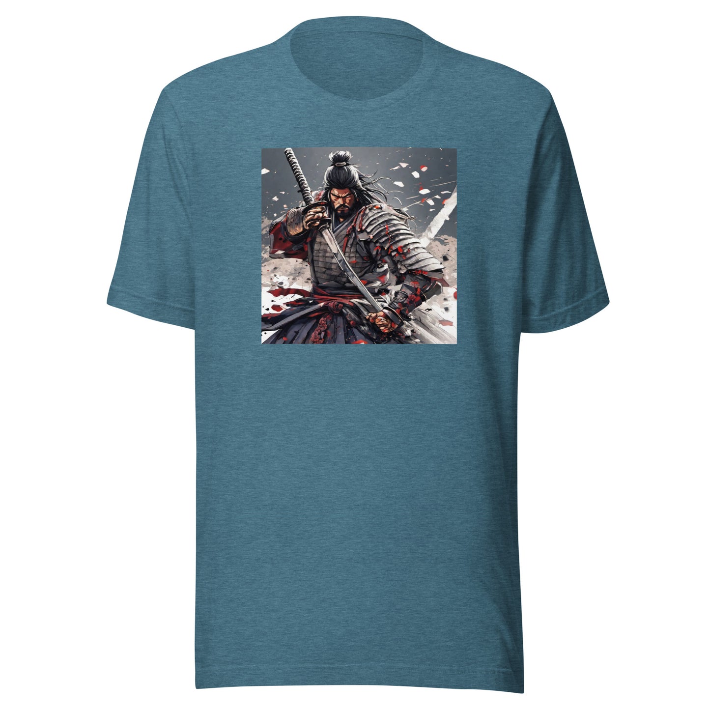 Fierce Samurai Men's Anime T-Shirt Heather Deep Teal