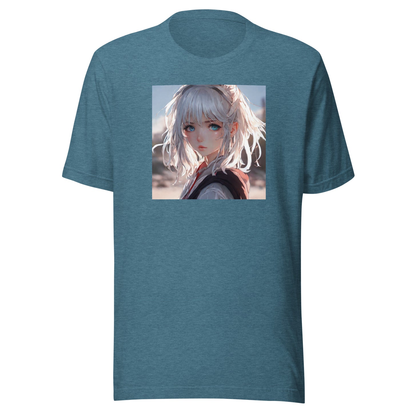 Sun-kissed Gaze Men's Anime Girl T-Shirt Heather Deep Teal