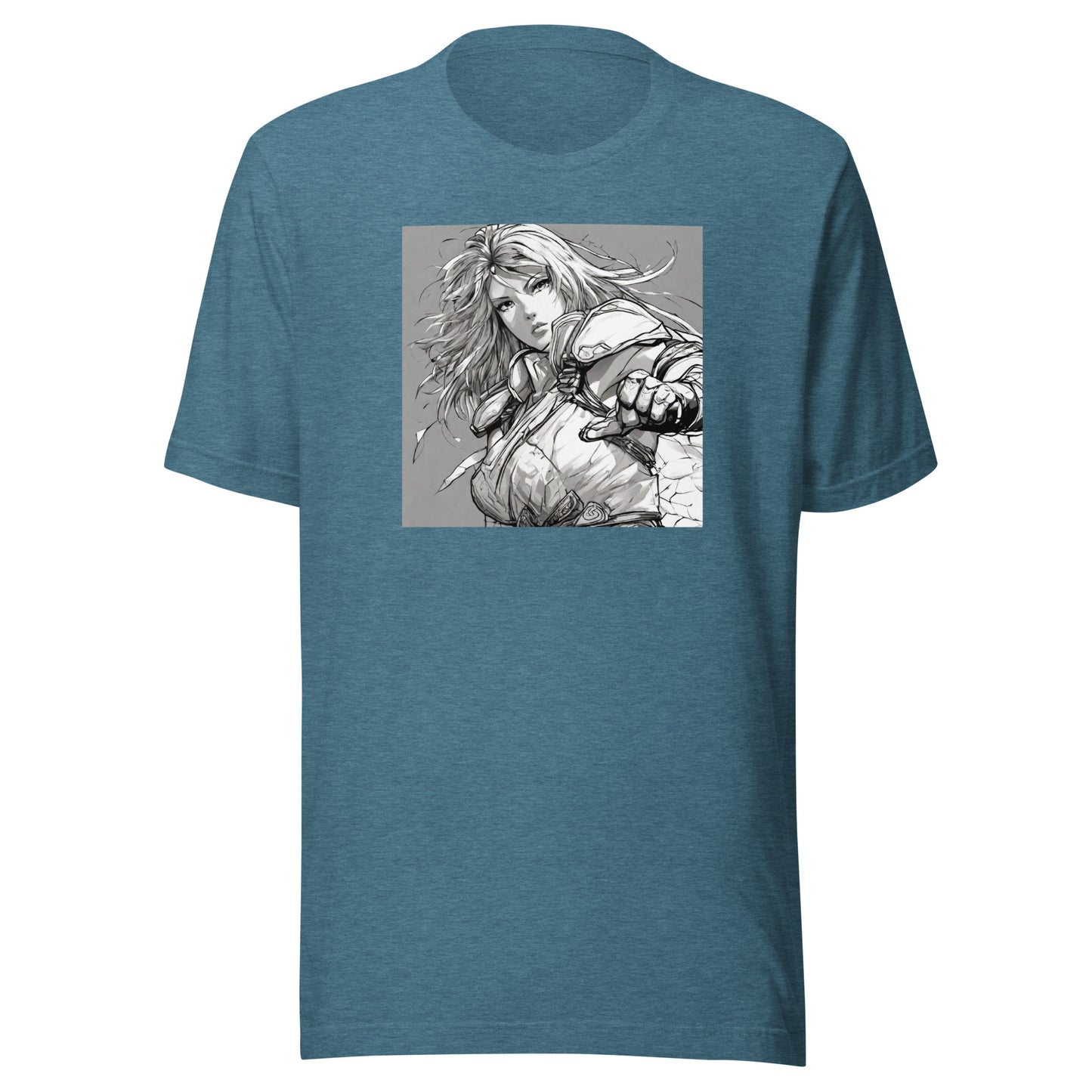 Fearless Swordmaiden Men's Anime T-Shirt Heather Deep Teal