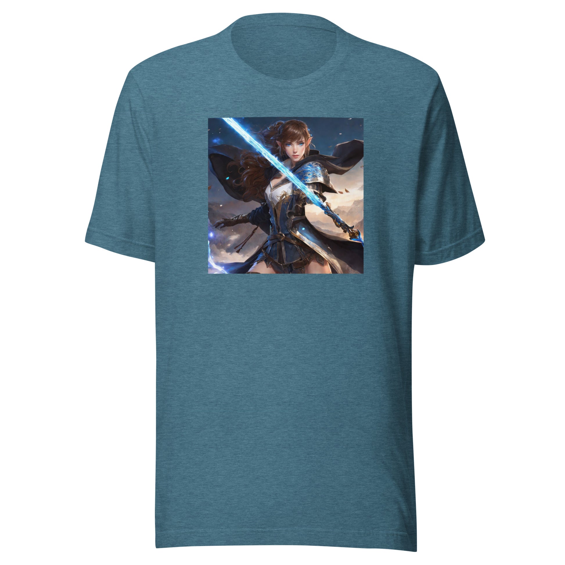 Elven Defender Men's Fantasy Anime T-Shirt Heather Deep Teal