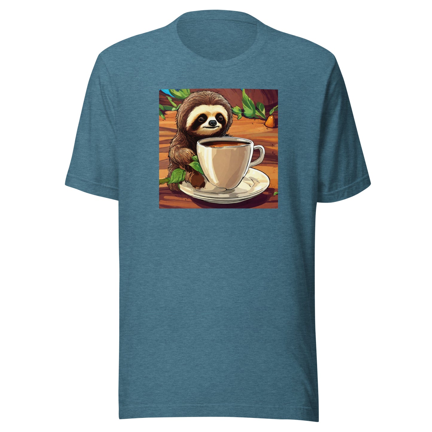 Slow Morning Men's Funny Sloth T-Shirt Heather Deep Teal