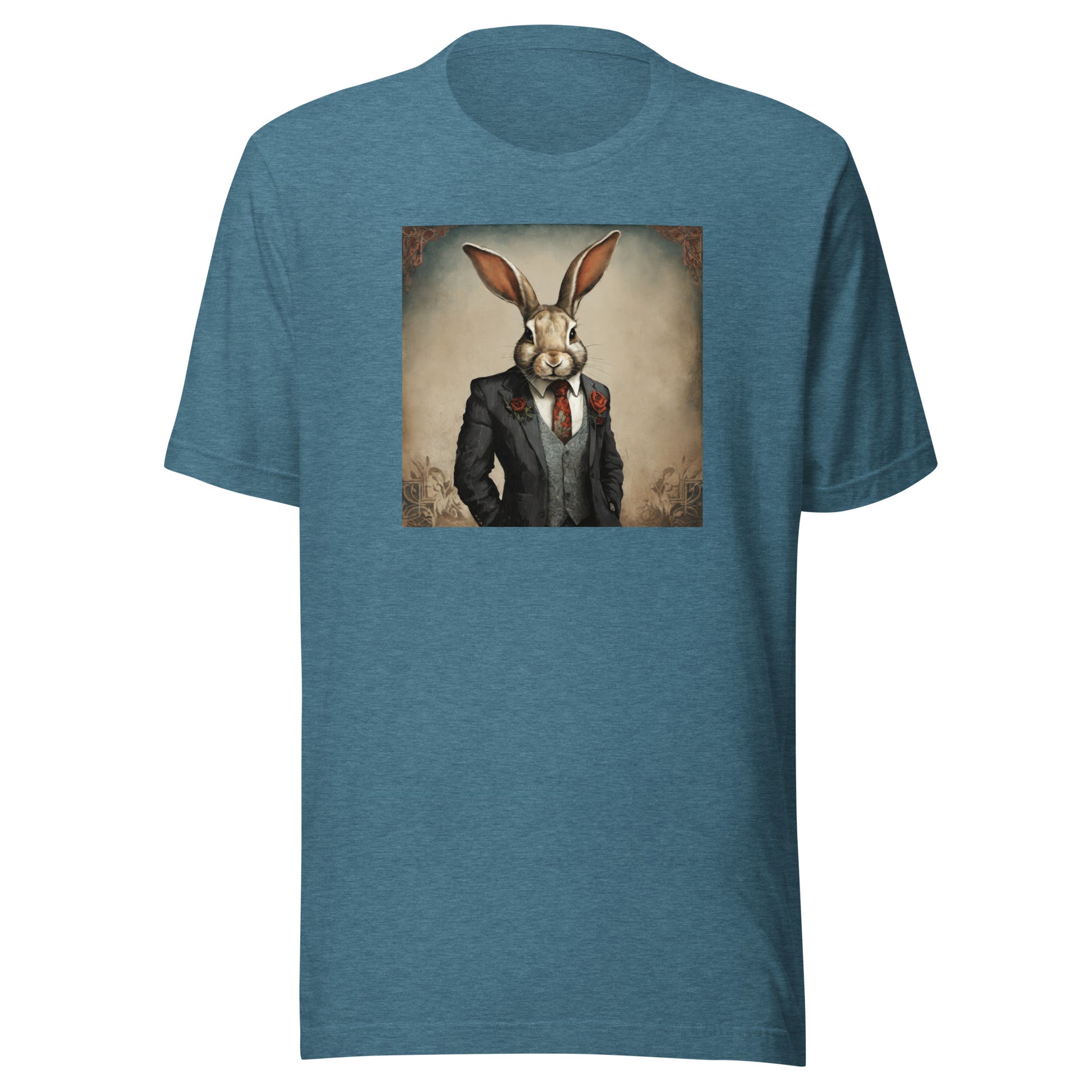 Regal Rabbit Men's Animal T-Shirt Heather Deep Teal