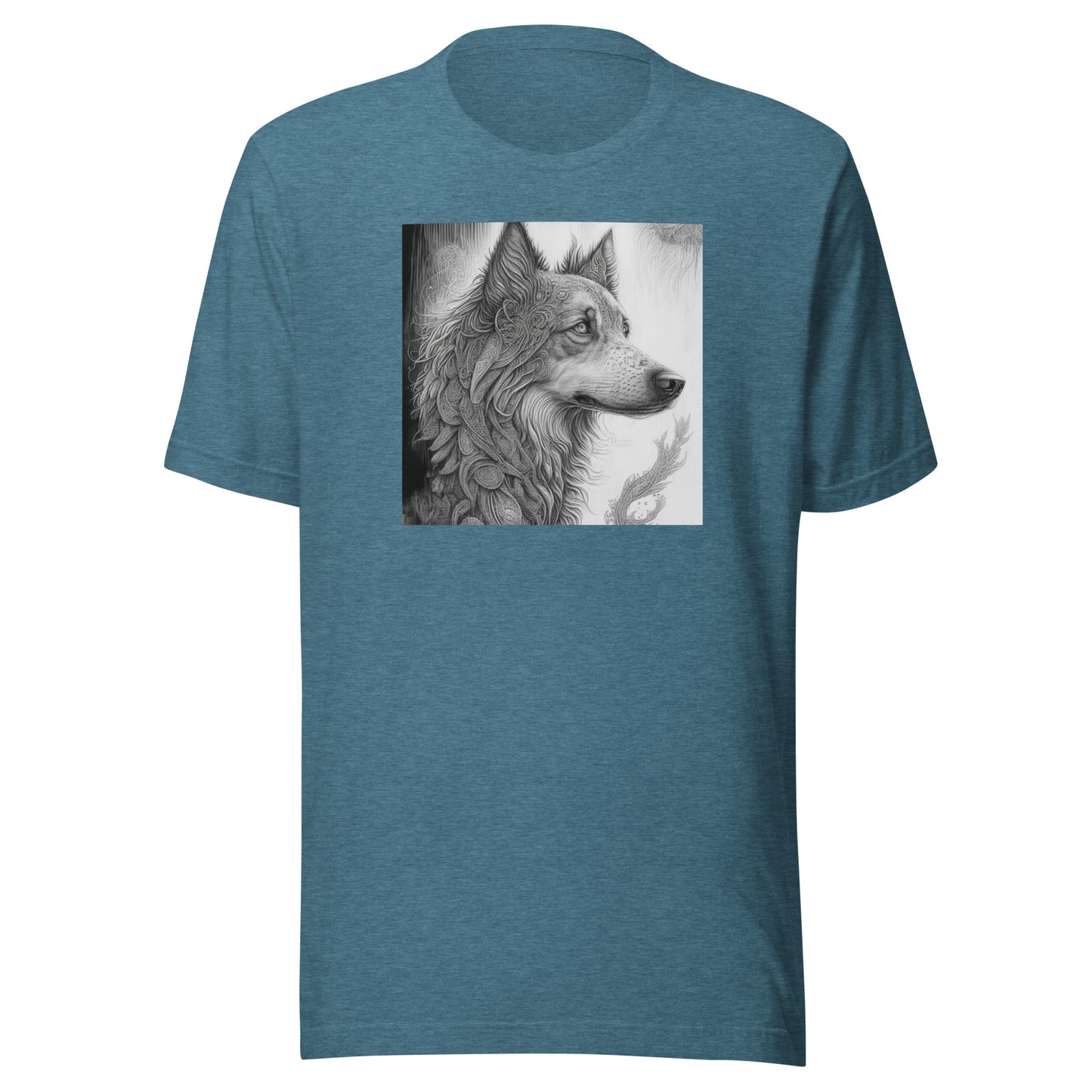 Serene Wolf Men's Graphic Tee Heather Deep Teal