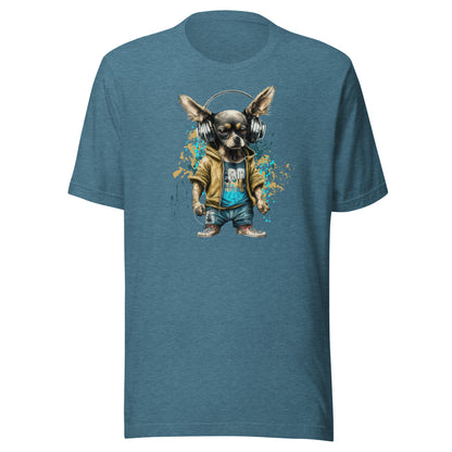 Cool Beats Chihuahua Men's Animal T-Shirt Heather Deep Teal