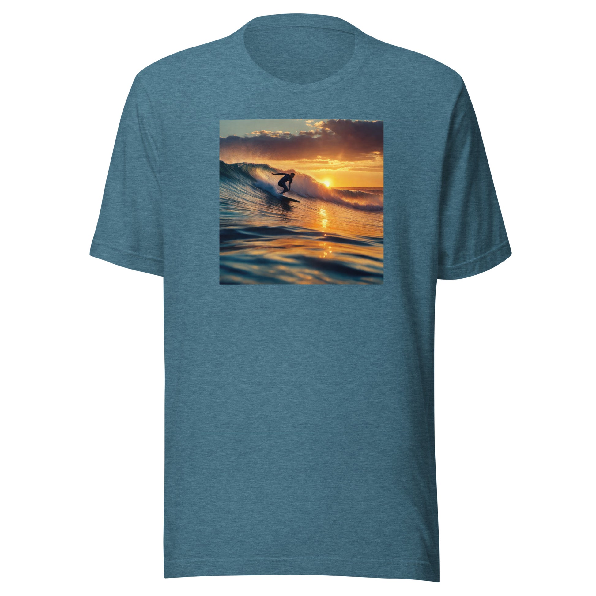 Surfing in the Sunset Men's T-Shirt Heather Deep Teal