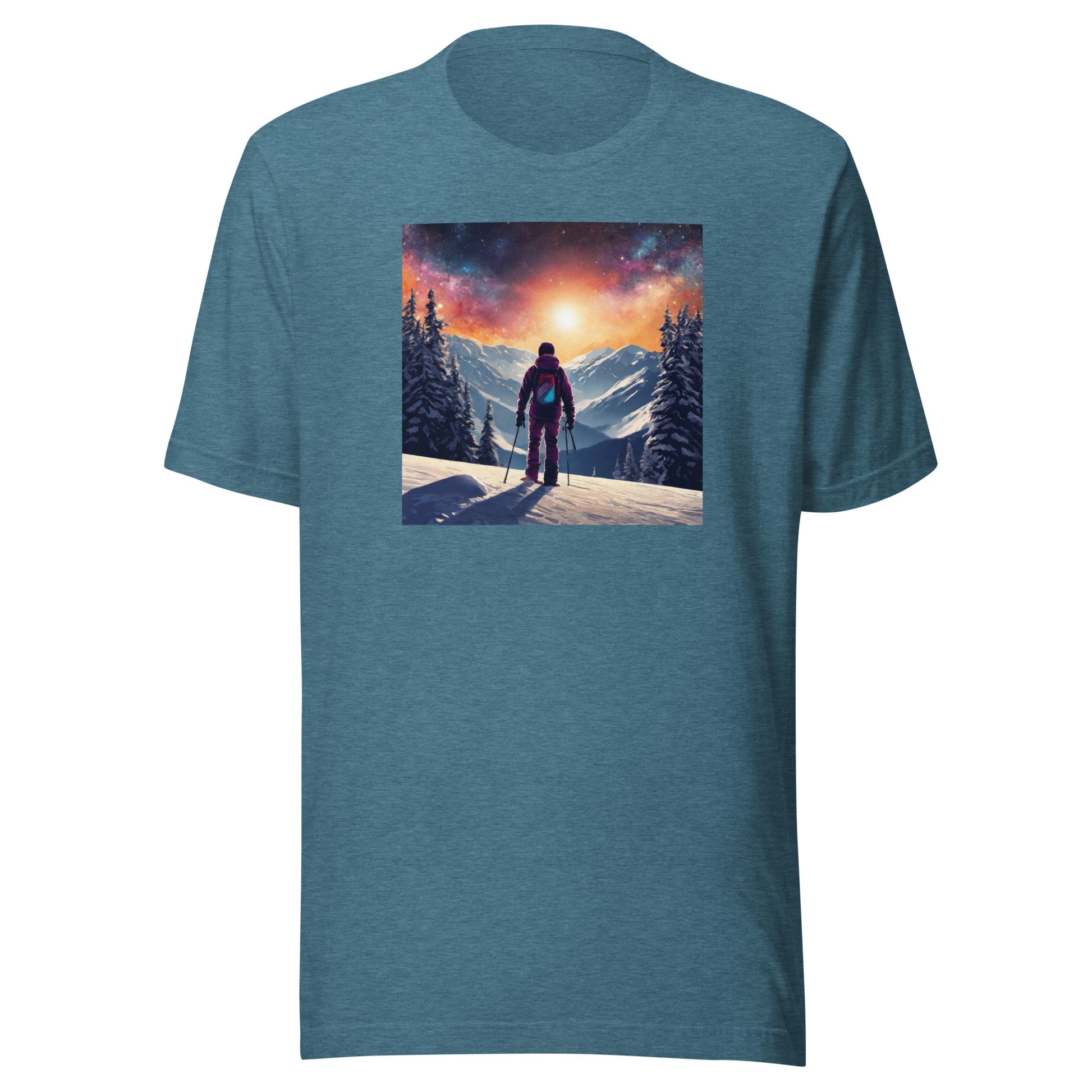 Peak of the Mountain Men's Skiing T-Shirt Heather Deep Teal