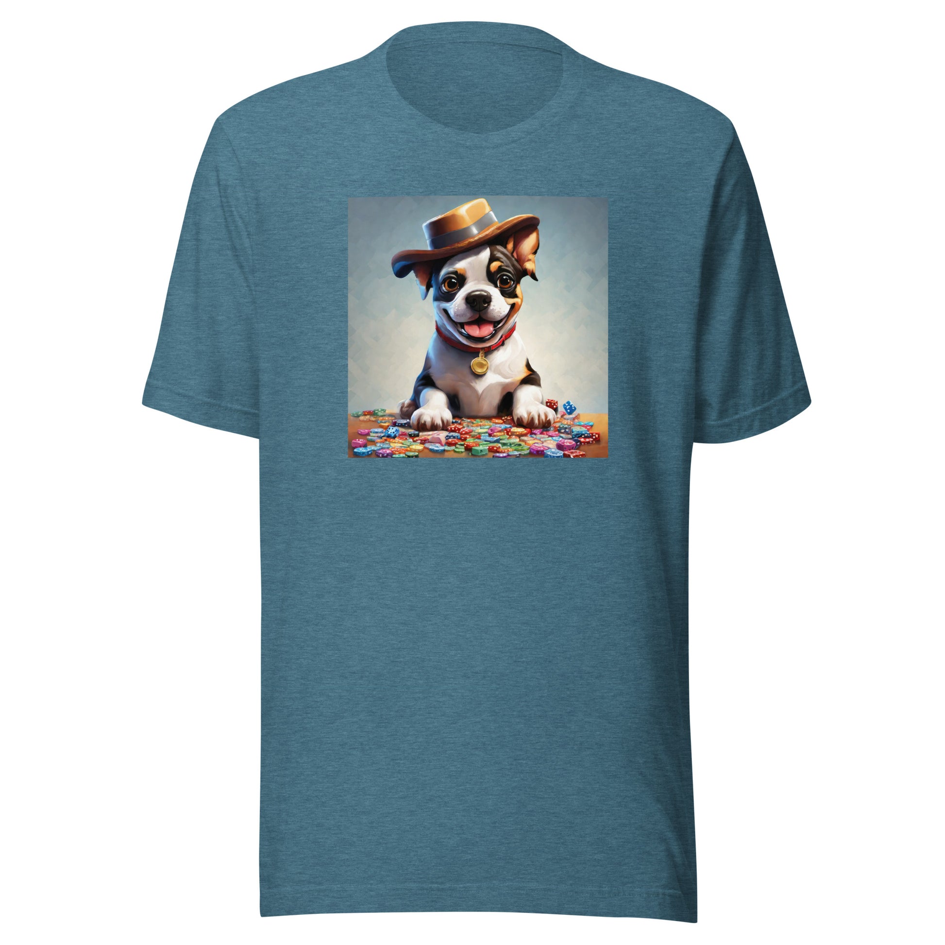 Lucky Dog Poker Night Men's T-Shirt Heather Deep Teal