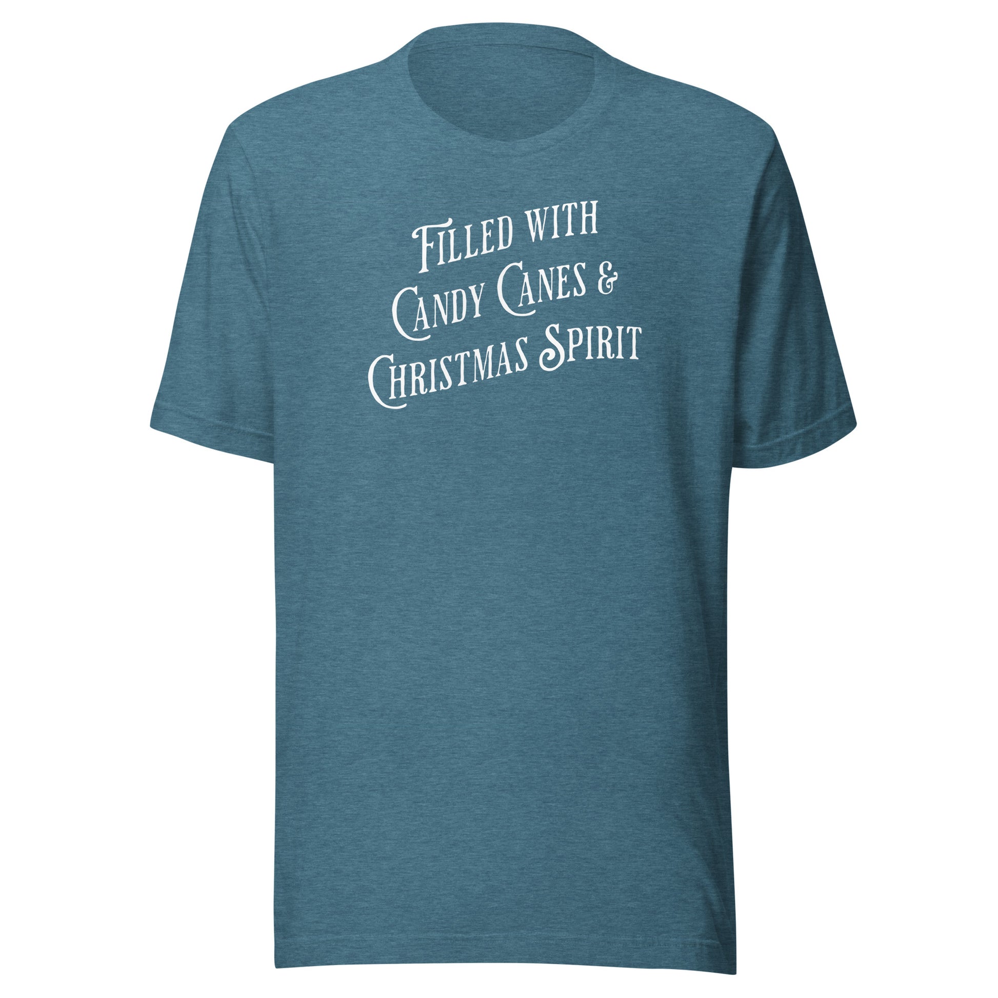 Filled with Candy Canes & Christmas Spirit Men's T-Shirt Heather Deep Teal