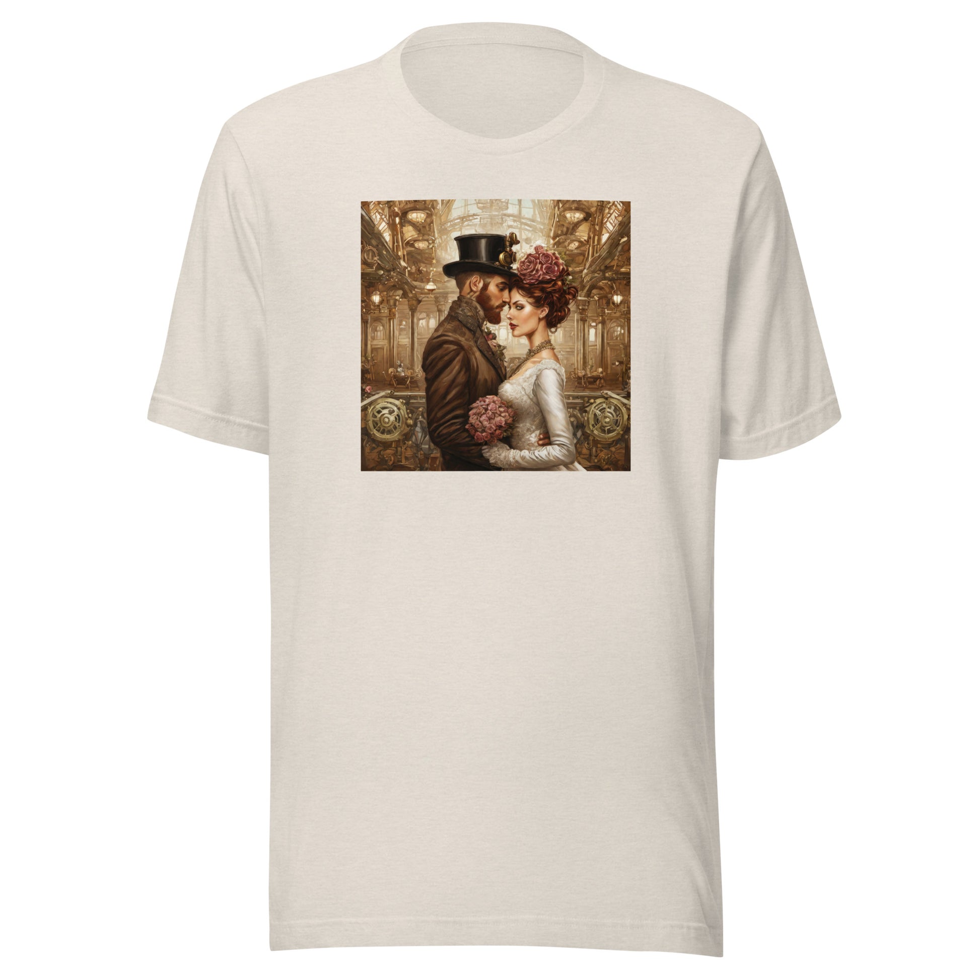 Gears & Lace Steampunk Wedding Men's T-Shirt Heather Dust