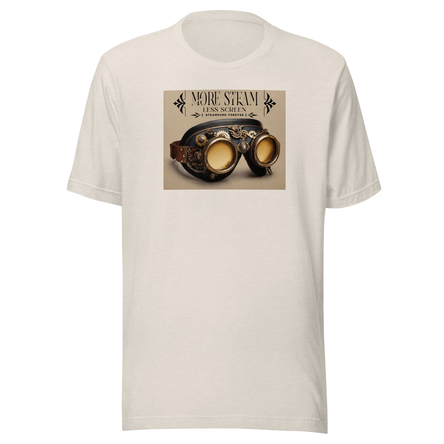 More Steam Less Screen Men's Steampunk T-Shirt Heather Dust