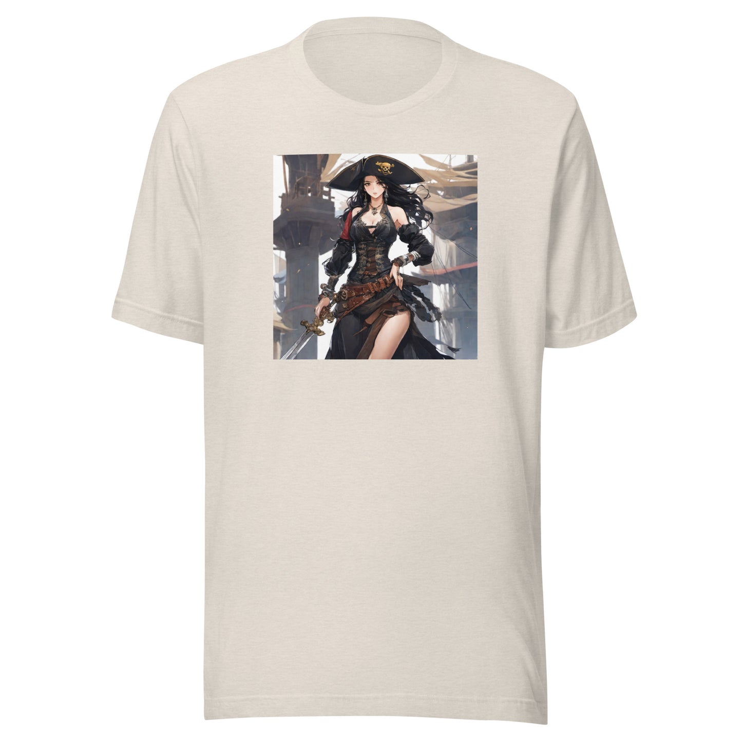 Anime Pirate Queen Men's Graphic Tee Heather Dust