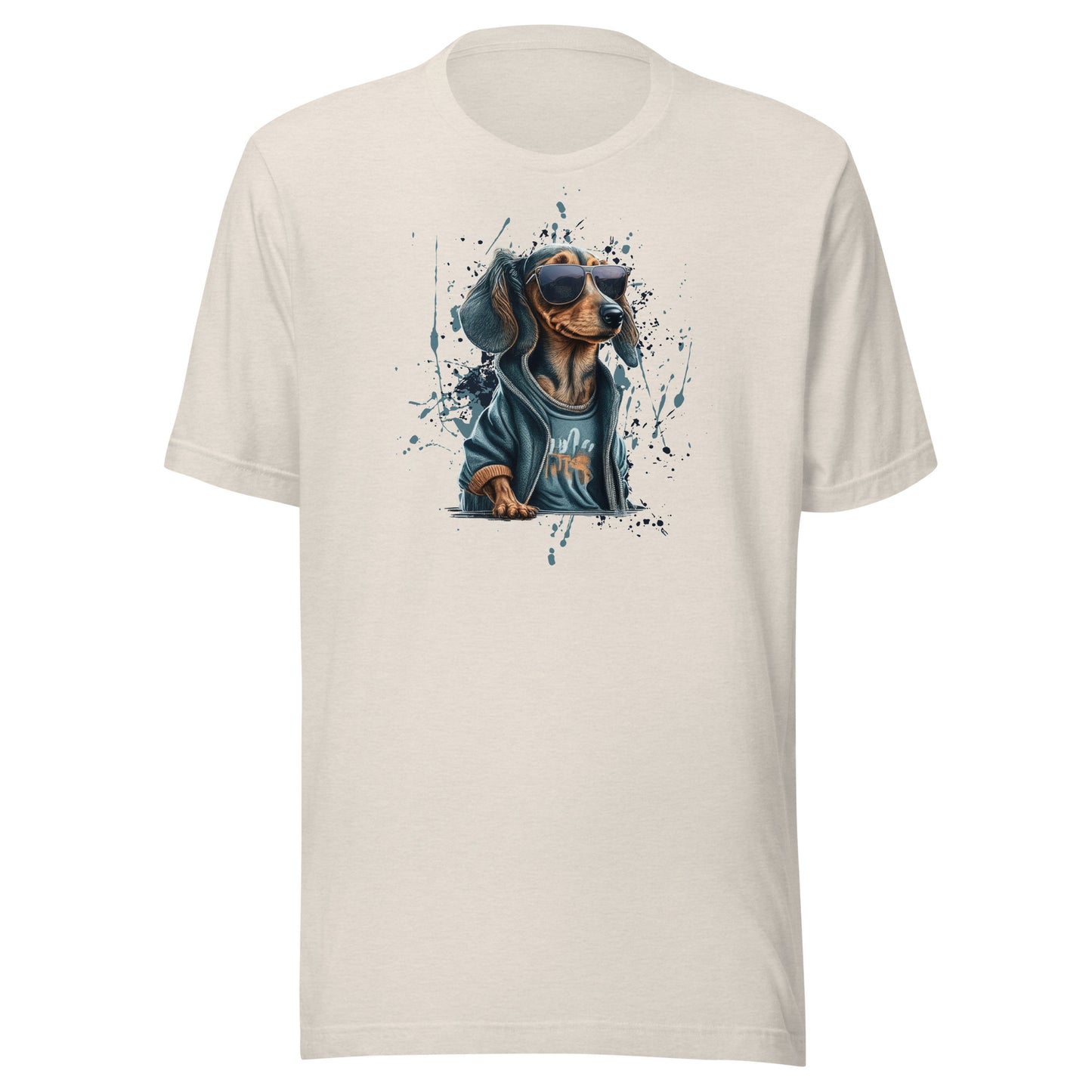 Cool Dachshund in Sunglasses Men's Dog T-Shirt Heather Dust