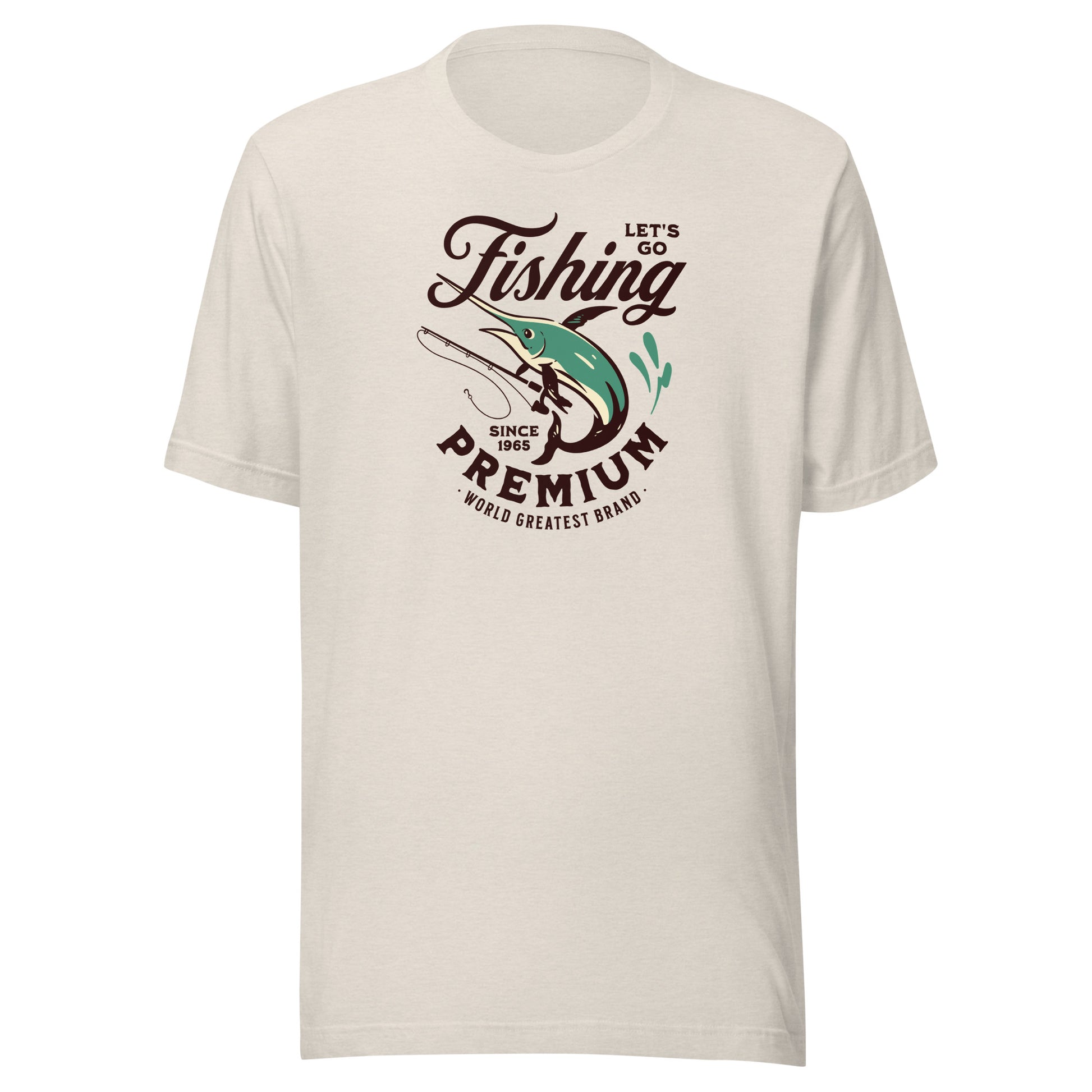 Let's Go Fishing T-Shirt Gift for Dad Heather Dust