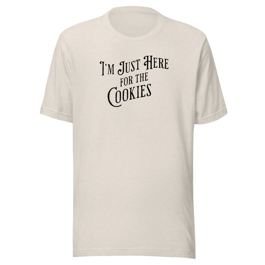 I'm Just Here for the Cookies Men's Christmas T-Shirt Heather Dust