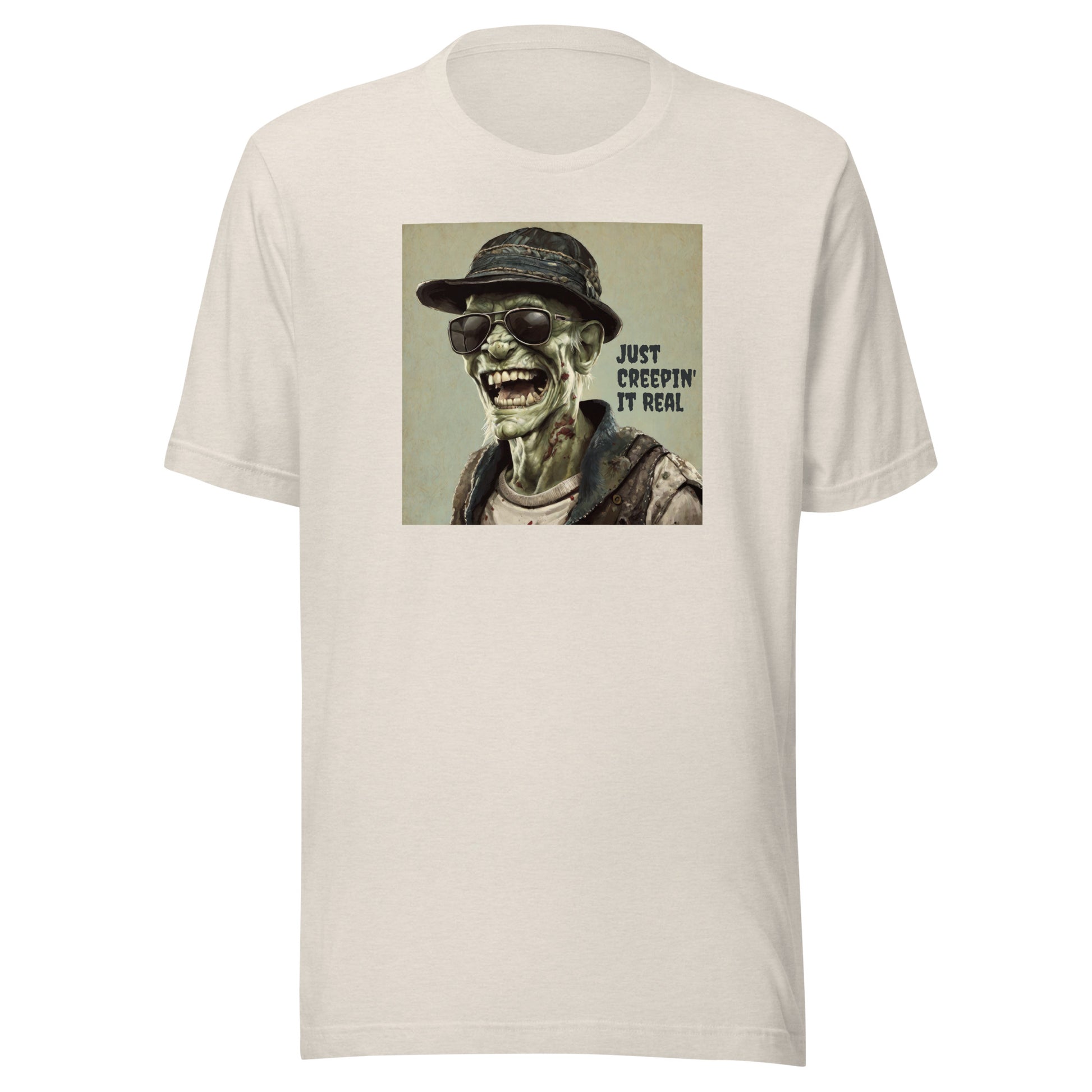 Just Creepin' It Real Men's Zombie T-Shirt for Halloween Heather Dust