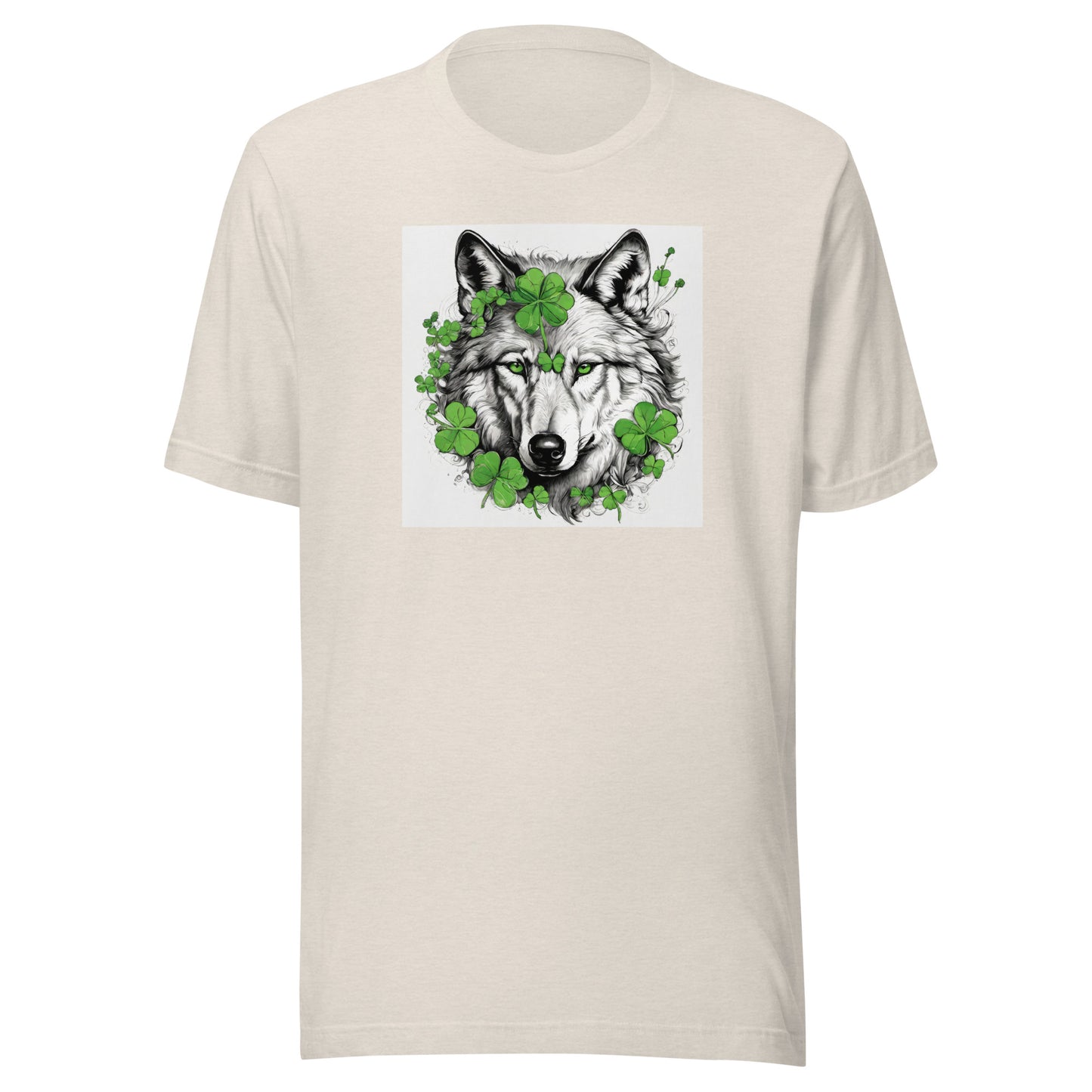 Wolf & Shamrock Lucky St Patrick's Day Men's T-Shirt Heather Dust