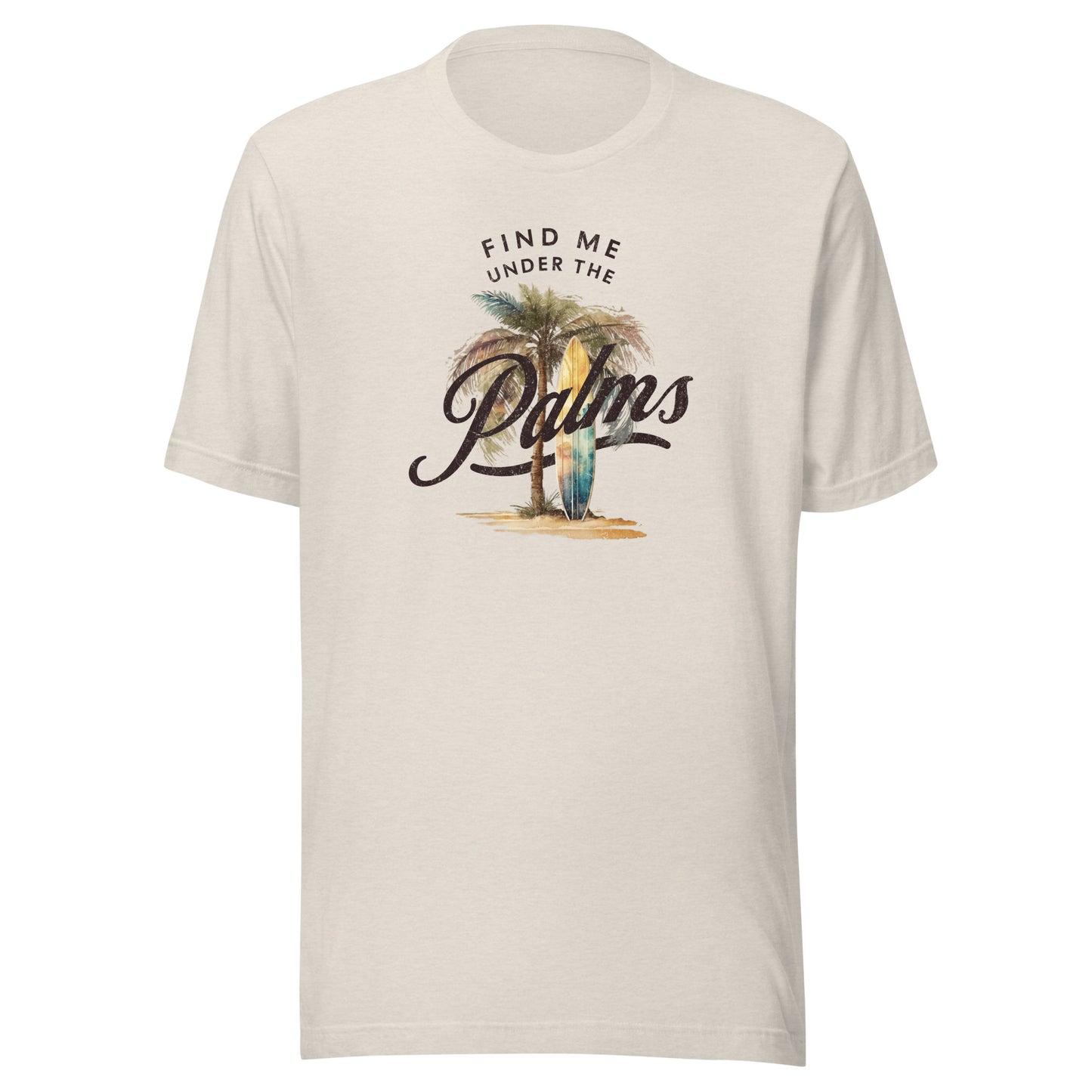 Find Me Under the Palms Men's Summer T-Shirt Heather Dust