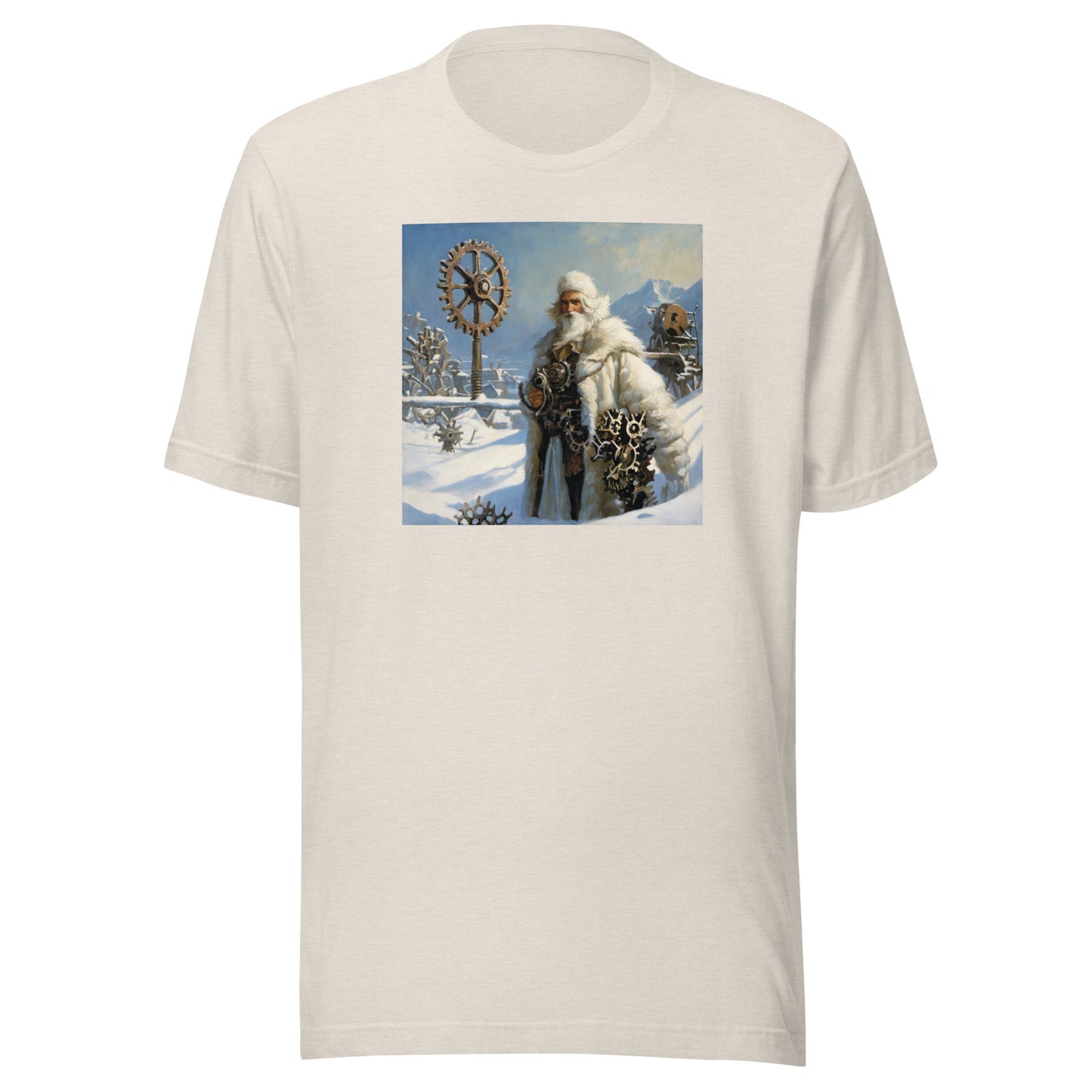 Frosty St Nick Santa Winter Christmas T-Shirt for Men Heather Dust