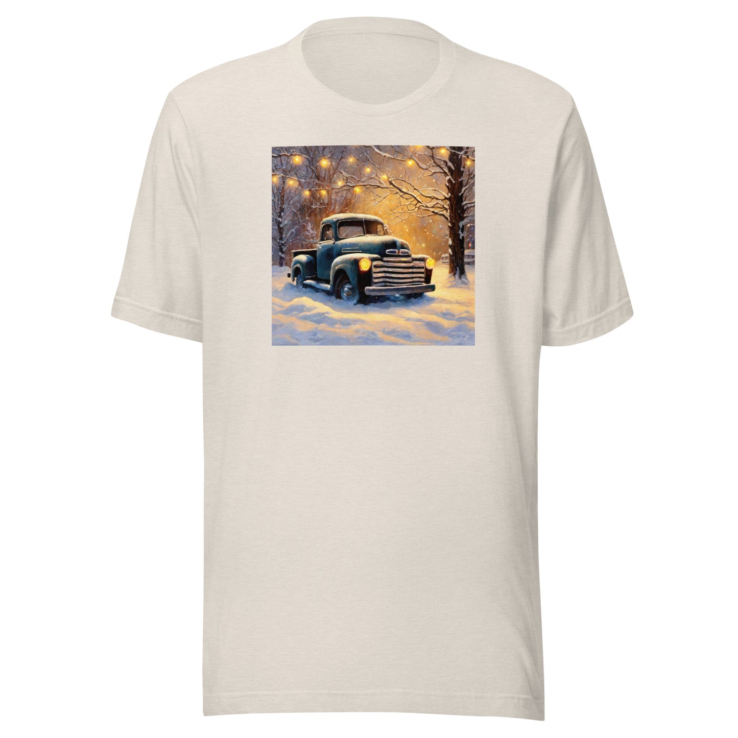 Old Pickup Truck in Winter Scene Christmas Men's T-Shirt Heather Dust