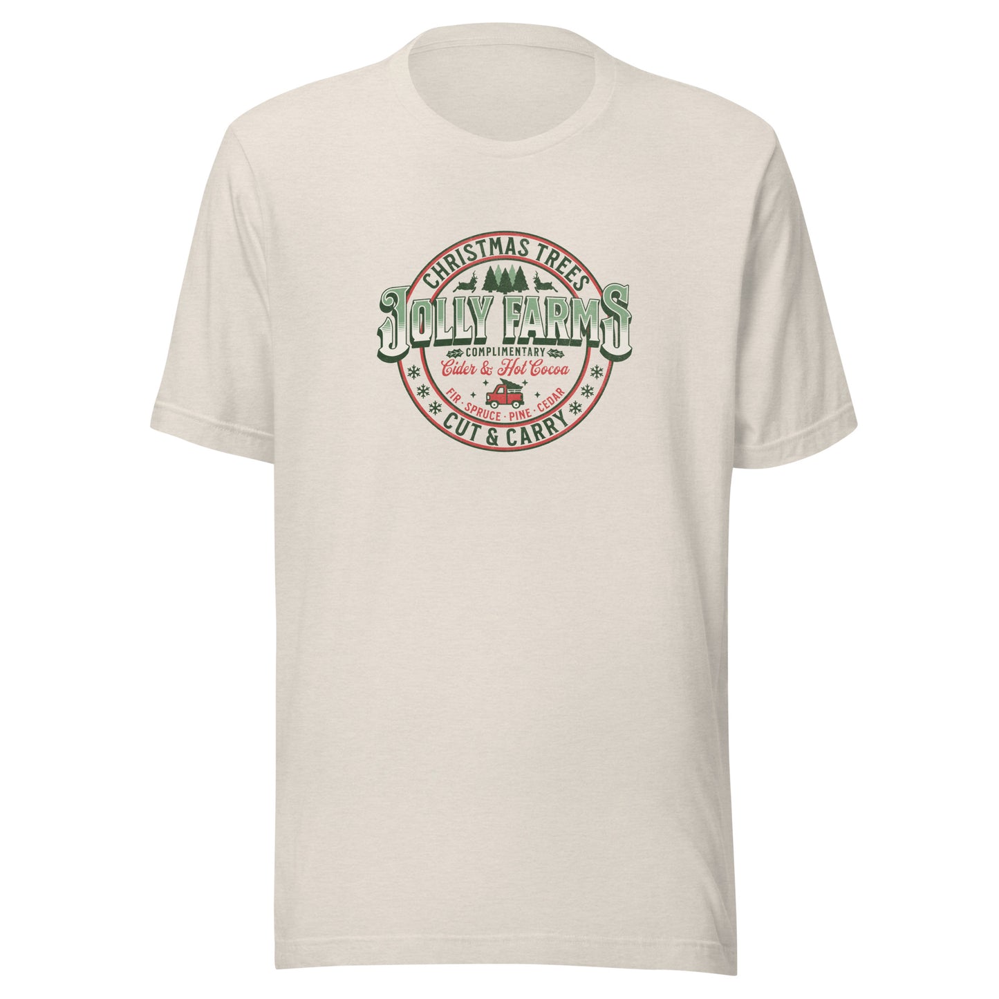 Jolly Farms Christmas Trees Men's Holiday T-Shirt Heather Dust