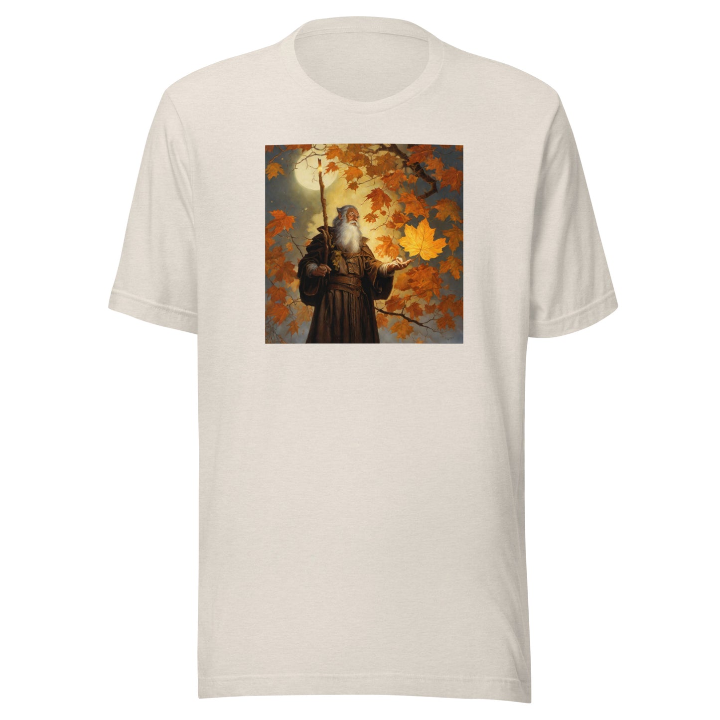 Mage Conjuring Fall Leaves Men's T-Shirt Heather Dust