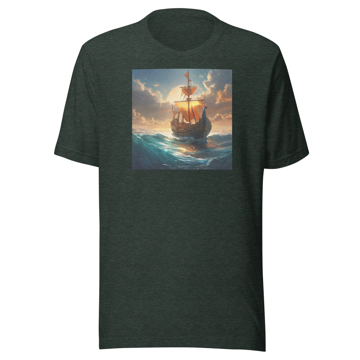 Sunset Ship Men's T-Shirt Heather Forest