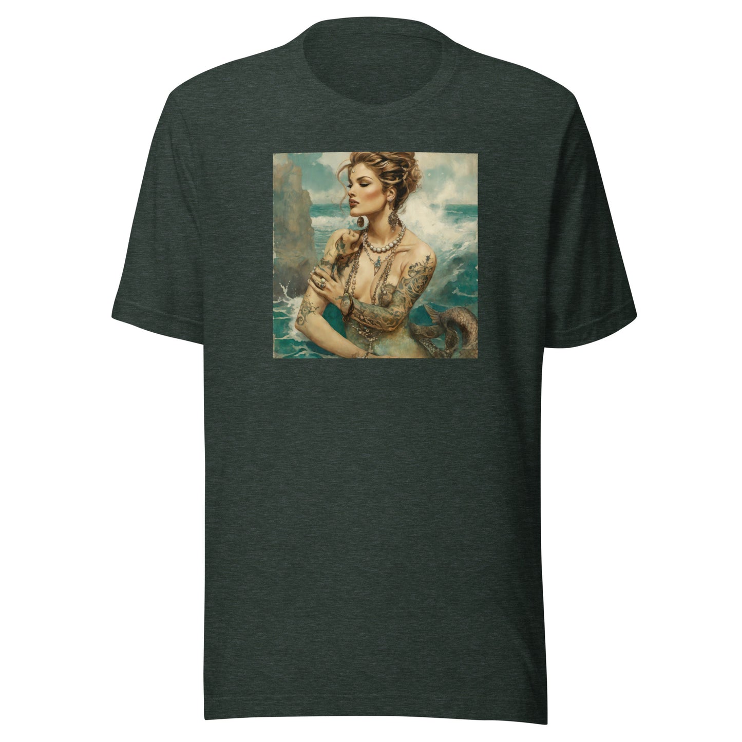 Mermaid with Tattoos Men's T-Shirt Heather Forest