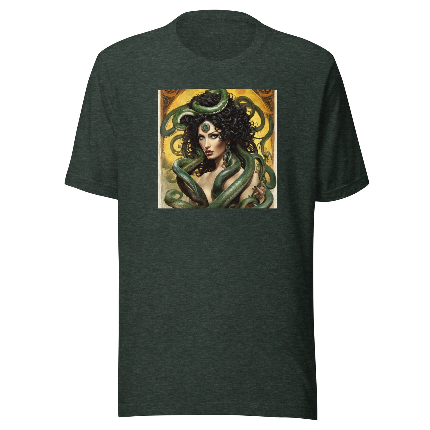 Enchanting Medusa Men's Mythology T-Shirt Heather Forest