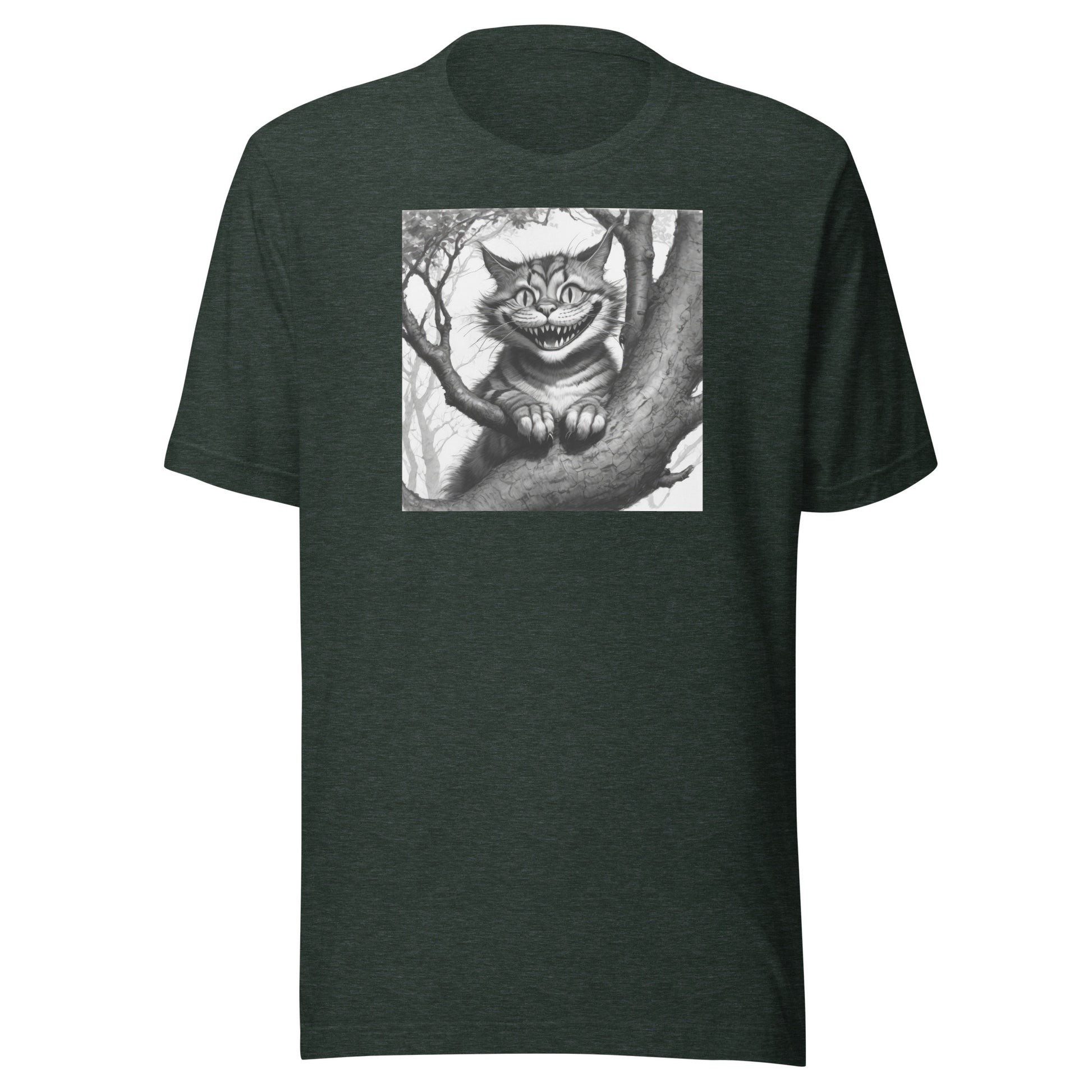 Cheshire Cat in a Tree Men's Alice in Wonderland T-Shirt Heather Forest