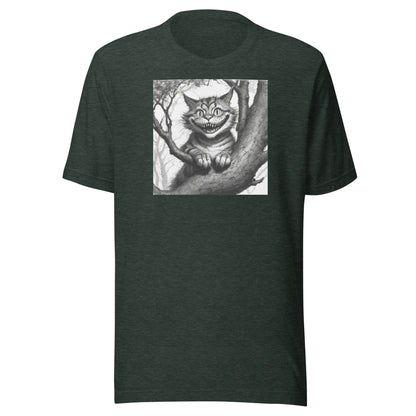 Cheshire Cat in a Tree Men's Alice in Wonderland T-Shirt Heather Forest