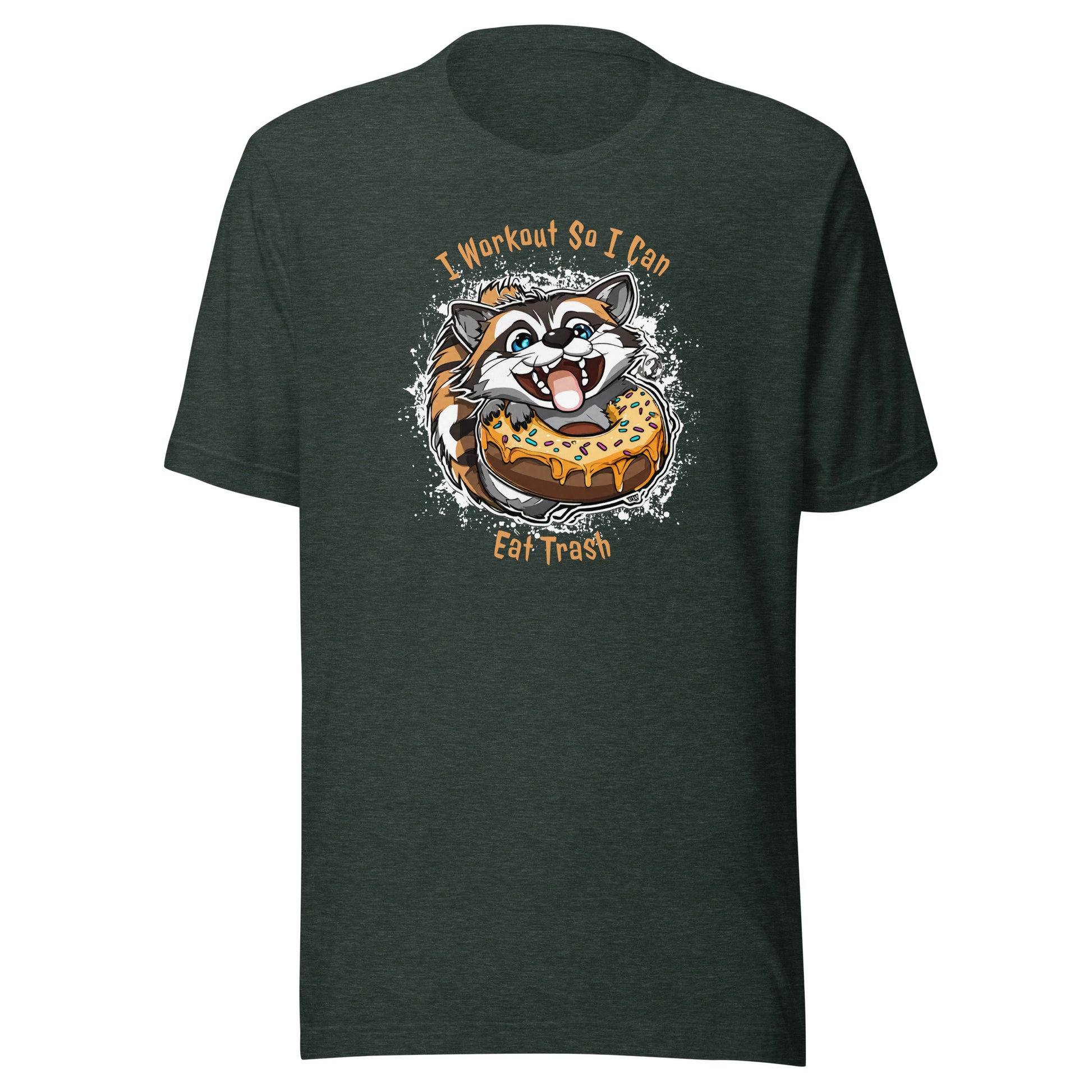 Raccoon Workout Men's Funny T-Shirt Heather Forest