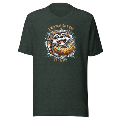 Raccoon Workout Men's Funny T-Shirt Heather Forest