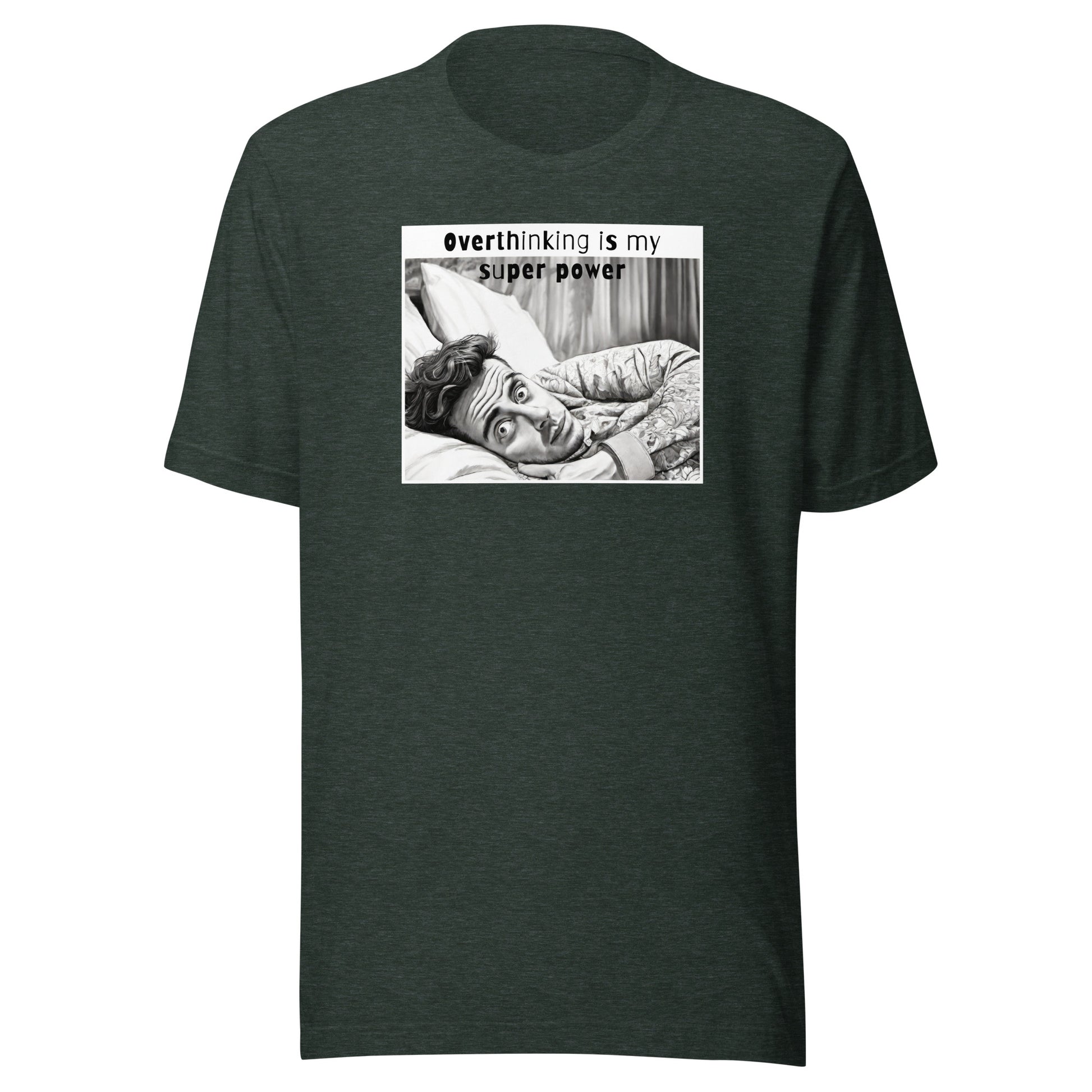 Overthinking Insomniac Men's Funny T-Shirt Heather Forest