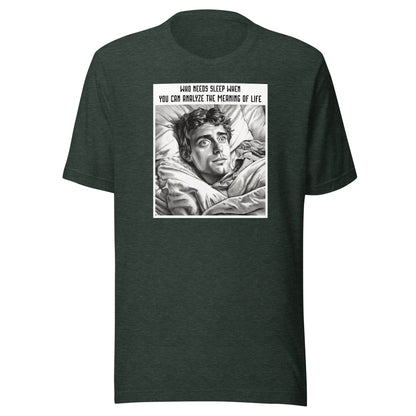 Late Night Analyzing Men's Funny T-Shirt Heather Forest