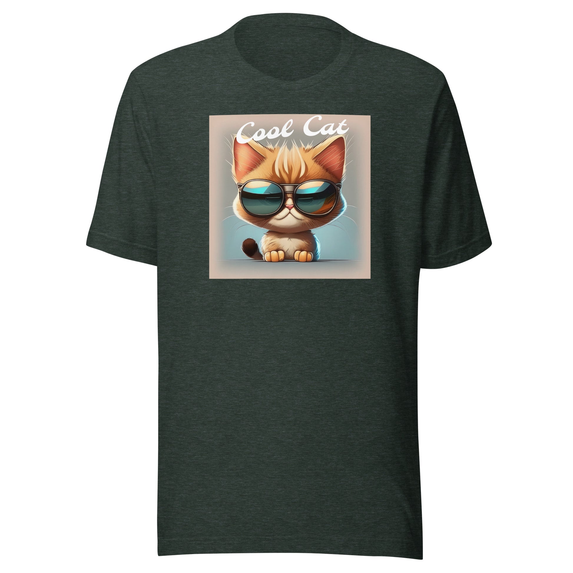 Cool Cat Men's Funny T-Shirt Heather Forest