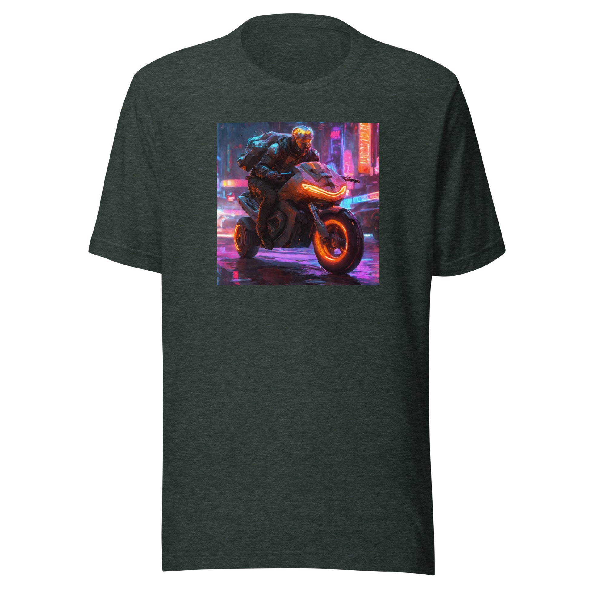 Cyberpunk Motorcycle Men's T-Shirt Heather Forest