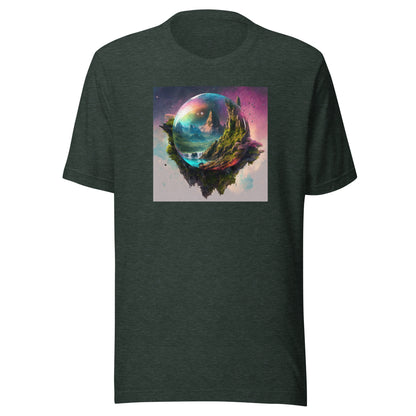 Bubble in Space Men's Sci-Fi T-Shirt Heather Forest