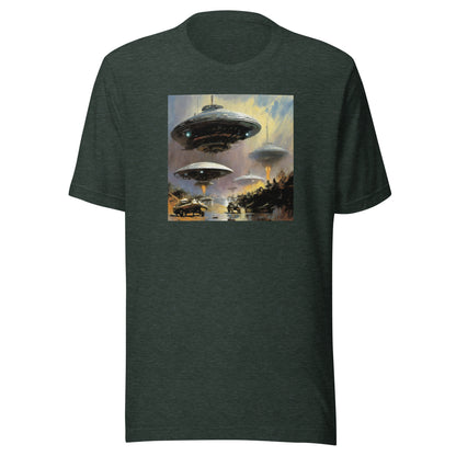 Alien Invasion Men's Graphic Tee Heather Forest