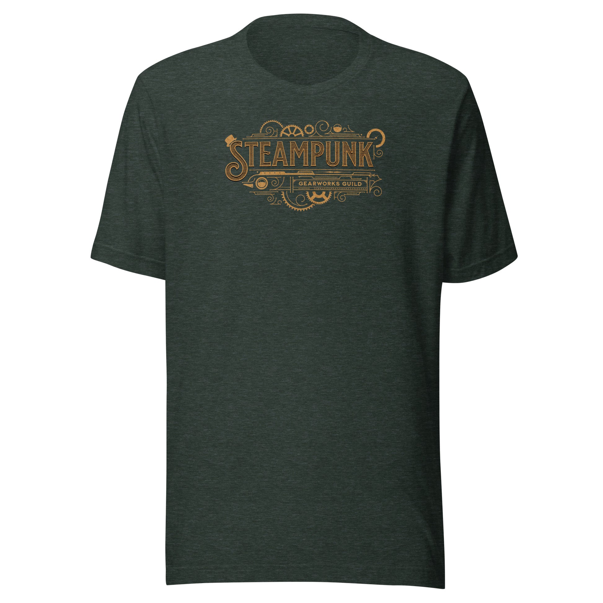 Steampunk Gearworks Guild Men's Graphic Tee Heather Forest